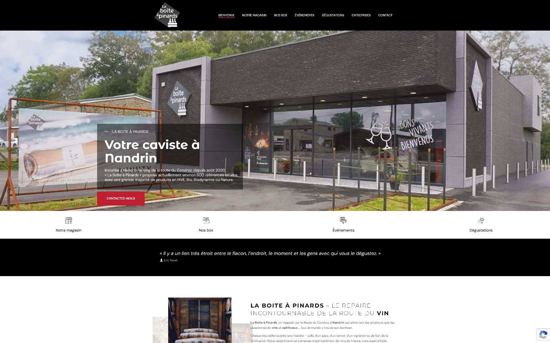 Site web réalisé pour La boîte à pinards